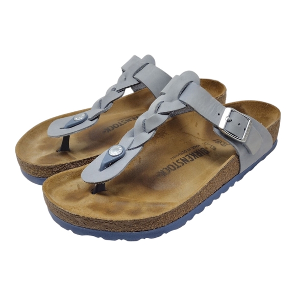 Birkenstock Gizeh Braided Thong Sandals Dusty Blue Size 39/8 - Picture 2 of 9